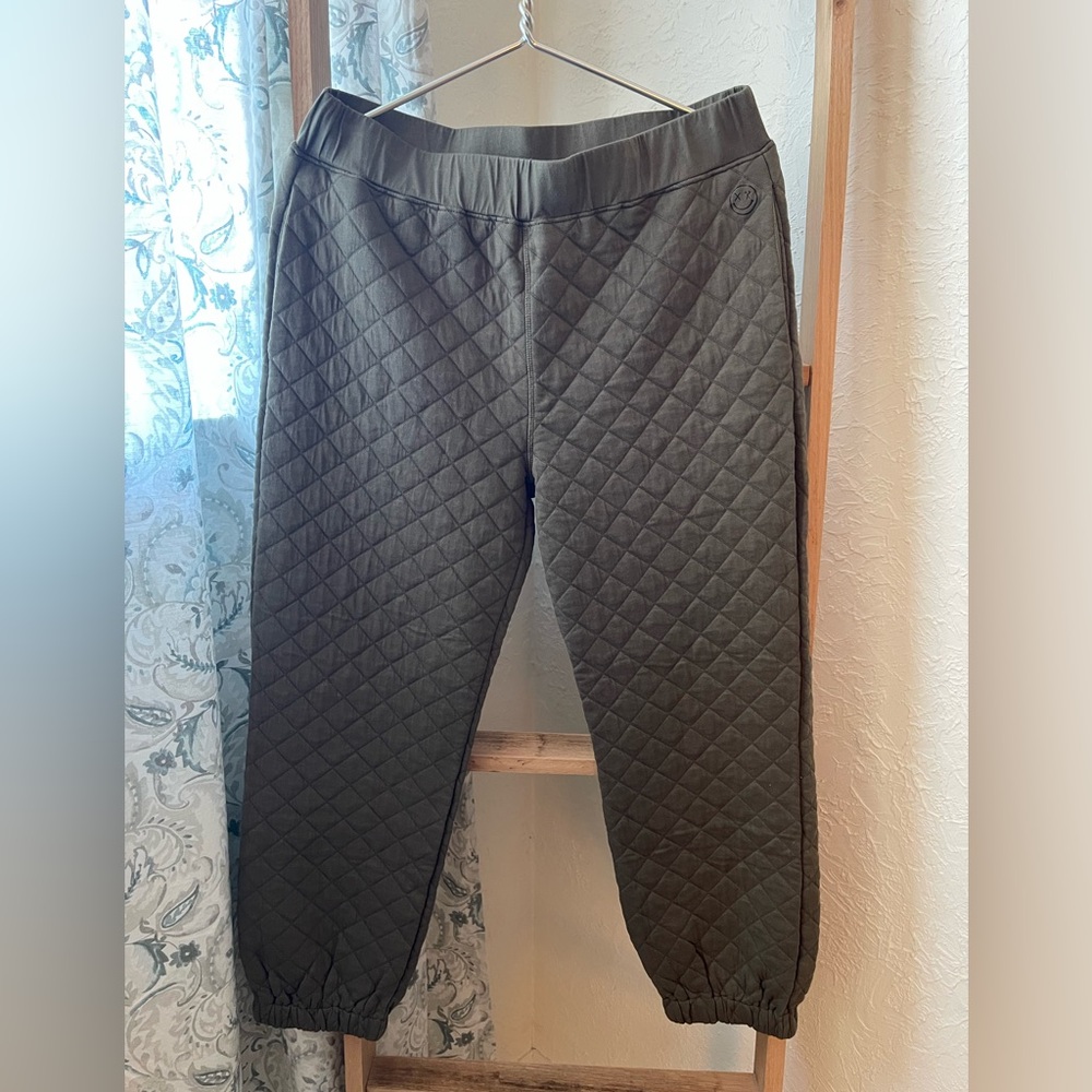 Salty Savage Quilted Jogger Pants in Olive Green